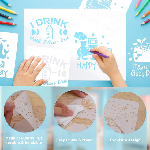 Baby Stencils for Painting Reusable - 36 Pieces Captivating Newborn Crafts for Wall Wood Window Baby Parents DIY Creative Partner...