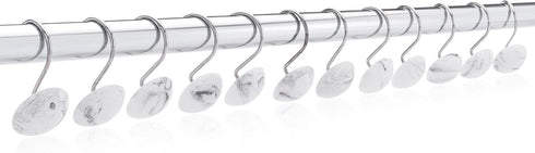 Essentra Home White 12-Piece Shower Curtain Hook Set Features Rust Free Chrome Hook, Blanc Collection...