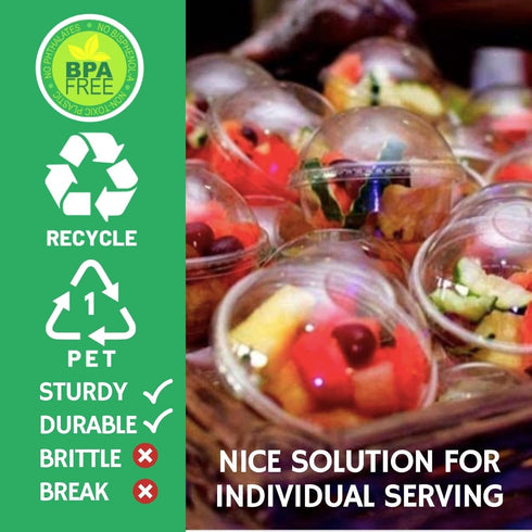 10 oz Clear Plastic Dessert Cups with Dome Lids No hole - 20 Sets Disposable Snack Bowls for Ice Cream, Parfait, Banana Pudding, Jello and Individ...