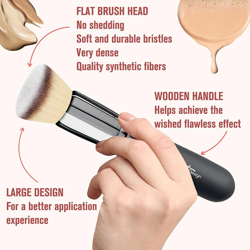 Flat Top Buffing Foundation makeup Brush ULTRA SOFT DENSE Kabuki Make up Brush for Liquid, Cream, Mineral Powder Blending, Flawless Face Brush mak...