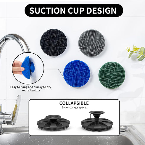 Silicone Sponge, BEAUTAIL Non-Scratch Scrub Sponges for Washing Dishes, Kitchen Fruit Vegetable Cleaning Brush, Long Lasting and Reusable Dishwash...