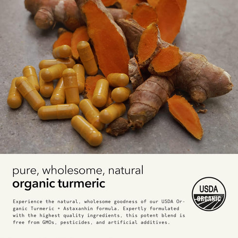 Organic Turmeric Supplement 1500mg,Triple Strength Astaxanthin 12mg,Turmeric Curcumin Supplement,Black Pepper Antioxidant for Absorption, Immune, ...