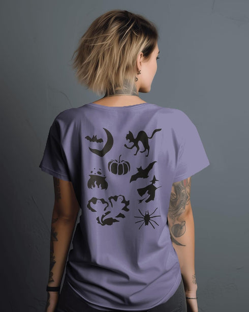 Reusable Halloween Theme Stencil 8.5" x 11" - Bat, Cat, Pumpkin, Witch Design for Spooky Crafts...