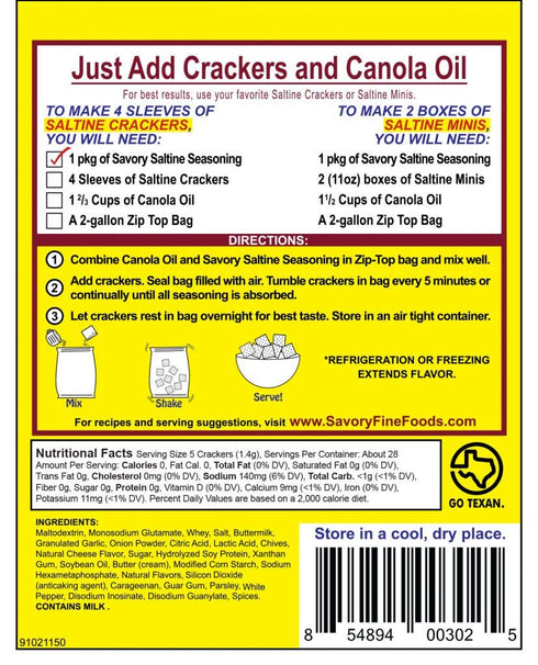 Savory Saltine Seasoning, 1.4 Ounce, Texas Chipotle, 4 Pack...