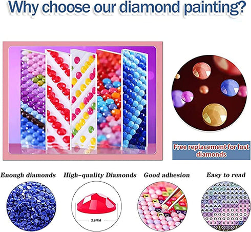 VeGuude Diamond Painting Kits for Adults - Flowers 5D Diamond Art Kits Full Drill Diamond Dots Paintings with Diamonds Gem Art and Crafts Home Dec...