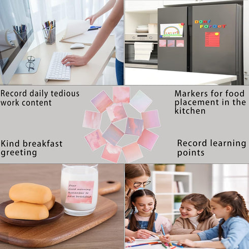 600 Pcs Watercolor Theme Self Sticky Note Pads, Adhesive Sticky Notes, 12 Styles Self-Stick Notes, Self-Adhesive Memo Pads for Reminders, Study, W...