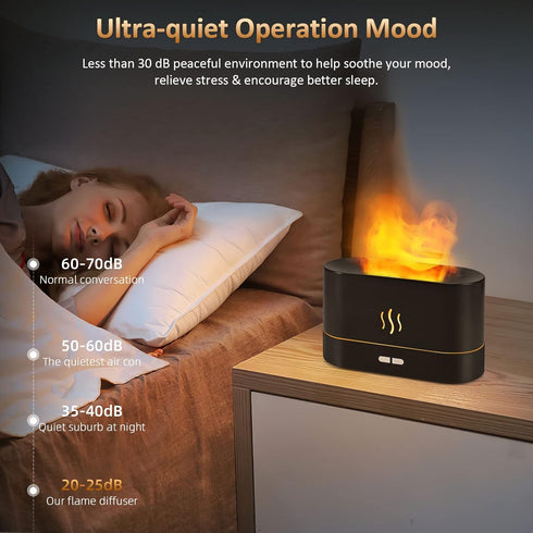 Flame Diffuser Humidifier-Auto off 180ml Essential Oil Diffuser-2 Modes Brightness Aroma Humidifier with Fire Flame Effect for Home,Office,Spa,Gym...