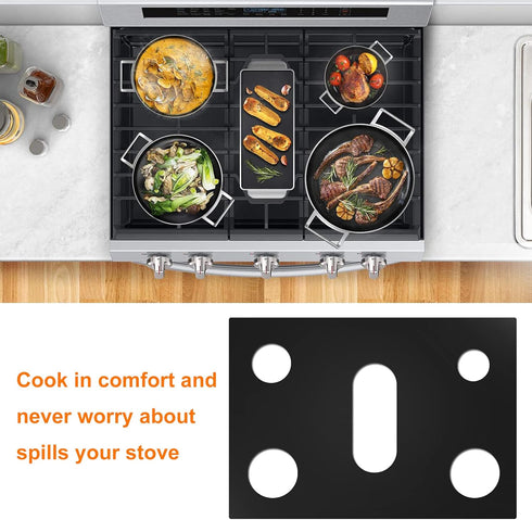 Cowbright Stove Cover, Stove Top Protectors Samsung Gas Range Reusable Gas Stove Burner Covers, Non-Stick Stove Liner Compatible Samsung Gas Stove, Washable Stove Protector Keep Stove Clean, Black