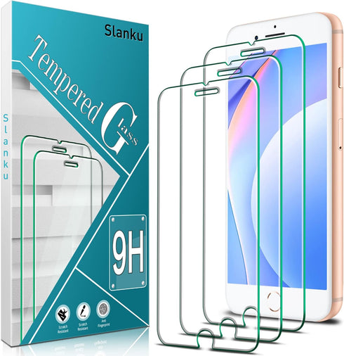 Slanku [3 Pack Screen Protector for iPhone SE 2022/2020 Tempered Glass Film, Bubble Free, Anti Scratch, Case Friendly, Easy to install......