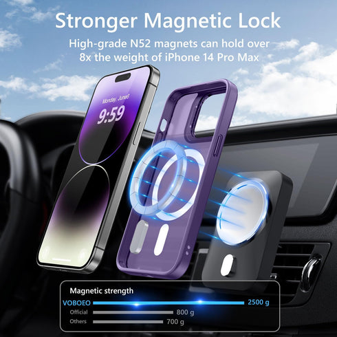 Magnetic Case for iPhone 14 Pro Max with Kicstand, Compatible with Magsafe, Built-in Camera Stash Sep d, Mileeary Protection, Skin Feeling Phone C...