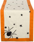 DII Halloween Tabletop Collection Bold Black Stars/Spooky Spider with Orange Border on Off-White Natural Background, Machine Washable, 14x72 Table...