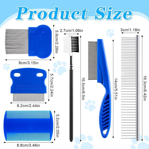 6 Pieces Dog Eye Combs Tear Stain Removal Combs Pets Grooming Combs Kit Flea Comb for Small Dogs Removing Knots Crust Mucus...