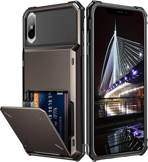 Vofolen Case for iPhone Xs Case iPhone X Wallet ID Slot Credit Card Holder Scratch Resistant Dual Layer Protective Bumper Rugged TPU Rubber Armor ...