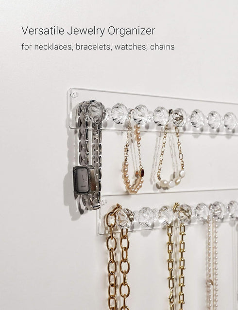 Zreal Necklace Holder, Acrylic Necklace Hanger, Wall Jewelry Organizer with 10 Jewelry Hooks in Seashell Shape (2-pack Clear)...