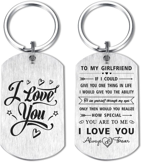 I Love You Girlfriend Gift, Sentimental Keychain to My Girlfriend, Birthday Valentine's Day Present for Her...