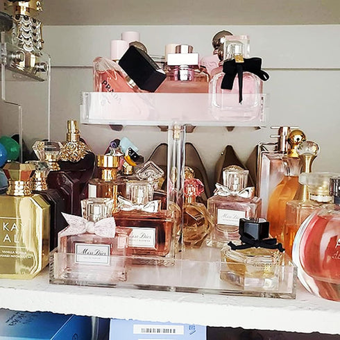 YAGELI Perfume Organizer Display Tray Acrylic Handmade Large Vanity Trays Makeup Storage Holder Bathroom Organizer Countertop for Table Cabinet Ki...