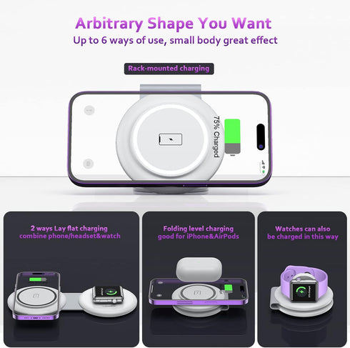 UCOMX Nano Mini Magnetic 2 in 1 Wireless Charger,Traveler Wireless Folding Charging Station,Compatible for iPhone 12/13/14/15 Pro Max,AirPods Pro,...
