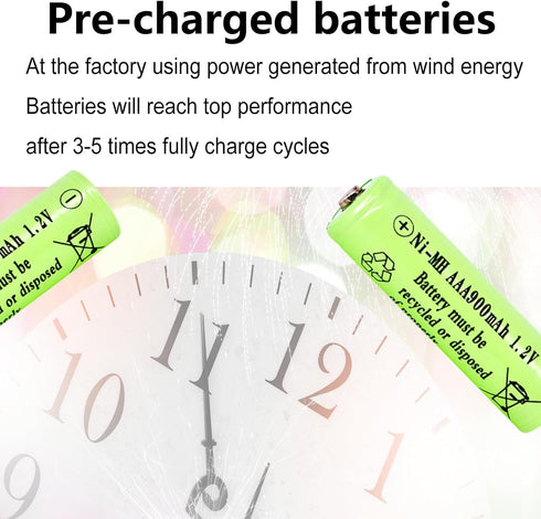 10 Packs 1.2v AAA 900mAh Ni-MH Rechargeable Batteries for Solar Lights Solar Lamp(Triple A Size)...