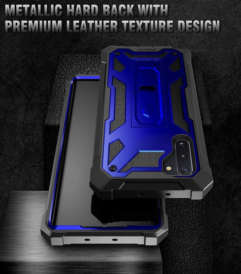 Poetic Spartan Series Designed for Samsung Galaxy Note 10, Full-Body Rugged Dual-Layer Metallic Color Accent with Premium Leather Texture Shockpro...
