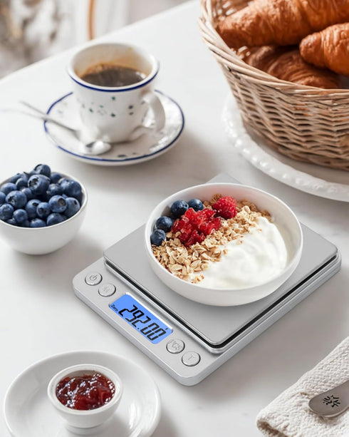 NEXT-SHINE Gram Scale, Digital Pocket Scale Portable Mini Size 500g x 0.01g with Back-Lit LCD Display Stainless Steel Platform Grams Ounces for Co...