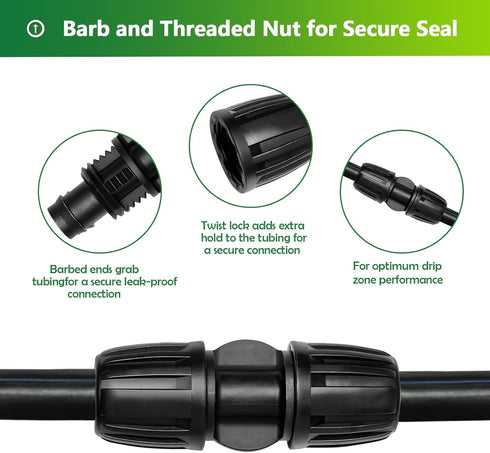 13 Pcs Drip Irrigation Fittings Coupling 1/2 Inch, In-Line Barbed Coupler Connector For 1/2 Inch Drip Tubing (0.60"-0.65" OD) Drip Line Parts...