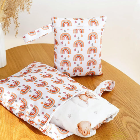 2Pcs Wet Bags, Waterproof Diaper Wet Bag Reusable Wet Dry Bags for Pump Parts Baby Wet Bag with Zippered Pockets&Handle, Beach, Travel, Pool, Gym ...