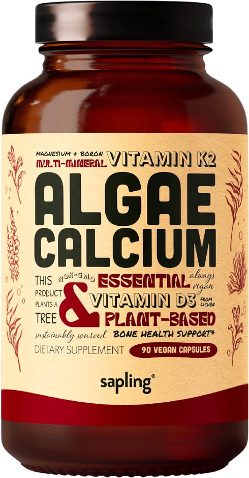 Calcium Supplement - Whole Food with Vitamin K2 & D3, Magnesium, Zinc, Boron, Mineral Complex. Sourced Sustainably from Red Algae. for Bone Streng...
