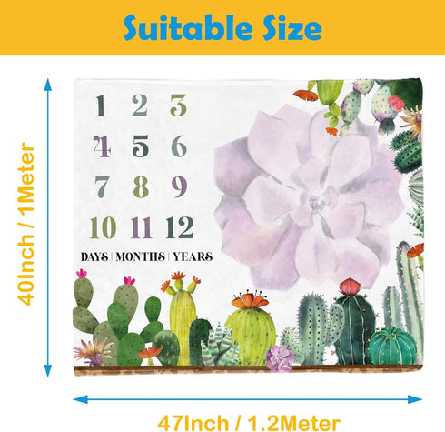 PAMBO Cactus Baby Stuff, Baby Milestone Blanket Monthly Photography Blanket for Boys & Girls | Newborn Age Blanket for Photography Gift Idea...