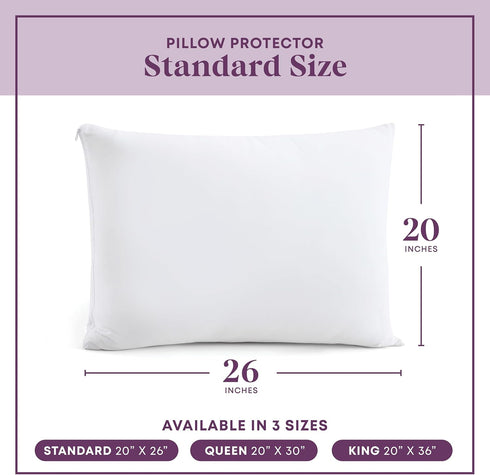 CirclesHome Pillow Protectors 2 Pack Standard Zippered - 100% Cotton Breathable Pillowcases - Protects Pillows from Dirt, Dust and Debri (Standard...