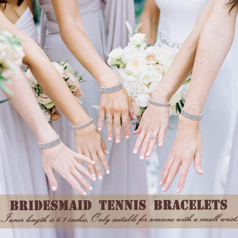 EIELO 6 Pcs Rhinestone Stretch Bracelet for Women Sparkly Clear Crystal Wedding Bridal Bridesmaid Stretch Bracelet Jewelry Stackable Elastic Pearl...