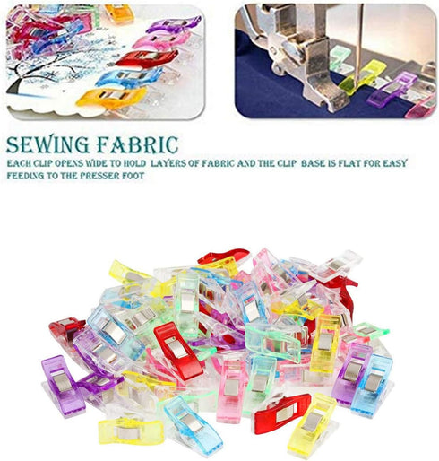 50Pcs Sewing Clips Craft Quilting Binding Plastic Clips Clamps Pack of 50 Clear Red (50pcs Mixed Color)...