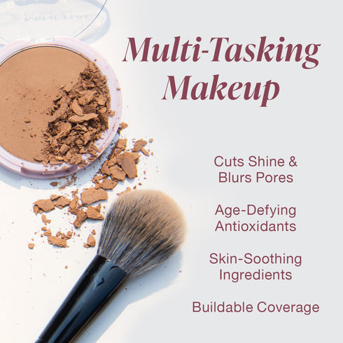 Mineral Fusion Pressed Powder Foundation, Deep 4 - Deep Skin w/Golden Undertones, Age Defying Foundation Makeup with Matte Finish, Talc Free Face ...