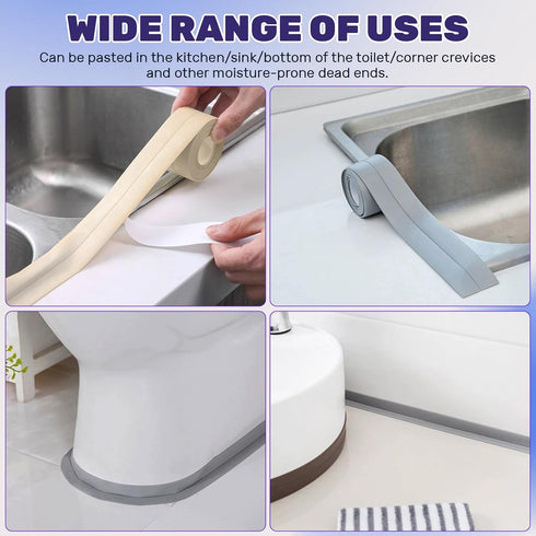 2 Rolls Caulk Tape Waterproof Self Adhesive, Toilet Caulk Strip Sealant Tape Sealing Strip for Bathroom, Kitchen, Shower, Bathtub Caulking Tape, 1...