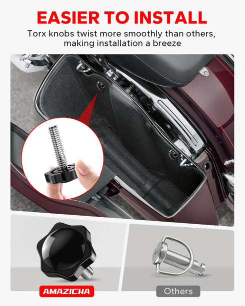 Amazicha Saddlebag Locks Theft Deterrent Saddle Bag Mounting Screw Bolt Black Fit for Harley Davidson Touring Street Glide,Electra Glide, Road Gli...