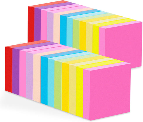 12 Pads Mini Sticky Notes 2 x 2In,12 Bright Colorful Sticky Note Pads 50 x 50mm,1200 Sheets Small Posted Notes,100 Sheets/Pad Super Sticking Power...