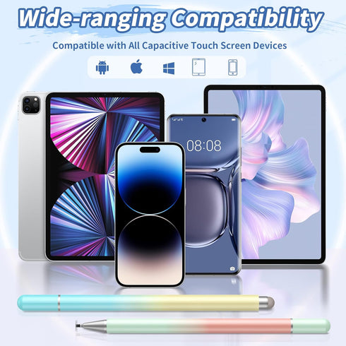Stylus Pens for Touch Screens(2 Pcs), 2-in-1 Stylus Pen for iPad Compatible with/Tablet/Android/iPad/iPhone/iOS and All Capacitive Touch Screens (...