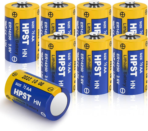 ER14250 Battery 1/2 AA Size 3.6 V Lithium Batteries 8 Pack Non-Rechargeable Battery Li-SOCL? XL-050F SB-AA02 LS14250 TL-5902 TL-2150...