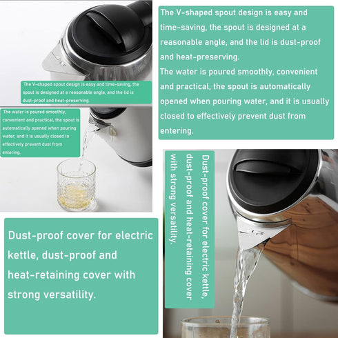 2 Pack Electric Kettle Spout Cover Dust-Proof Cap 5.8x2.9cm Triangle Flat Mouth Tip Protector Insulation Energy-Saving Sticky Caps for Stainless S...