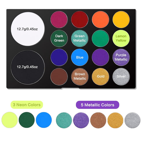 UCANBE Face Paint Kit + 10pcs Paint Brush Water Activated Body Paint SFX Makeup Palette for Cosplay Halloween Black White Face Painting Kits for A...