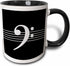 3dRose mug_232122_4 Black Bass clef F-clef on musical staves staff - music musician gift - Two Tone Black Mug, 11oz...