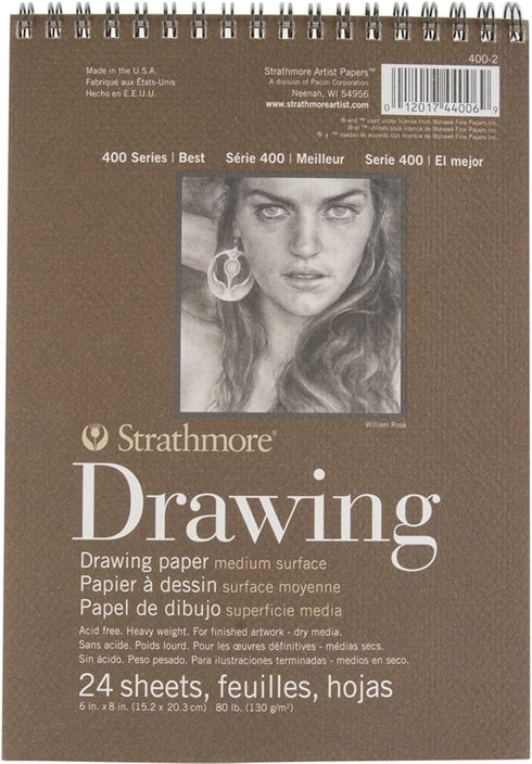 Strathmore Medium Drawing Spiral Paper Pad 6"X8"-24 Sheets -62400200...