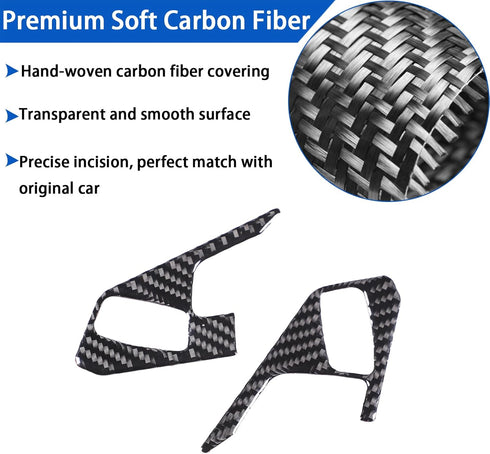 Soft Carbon Fiber Steering Wheel Button Cover Sticker Fit for Chevrolet Corvette C8 2020-2024, Car Steering Wheel Panel Protection Frame Molding S...