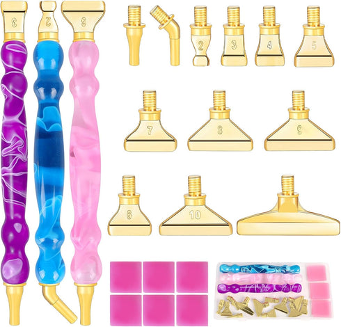 DoreenBow 21Pcs Diamond Art Painting Pen Metal Tips Kit Stainless Screw Thread Tips Multi Placer Tips Diamond Art Painting Accessories 5D Diamond ...