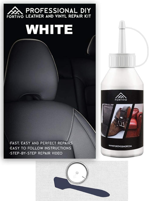 White Leather Repair Kit for Couches, Vinyl Repair for Furniture, Car Seats, Sofa, Jackets, Purses, Belts, Shoes, Works on Genuine, Italian, Bonde...