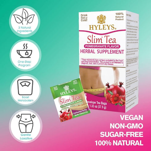 Hyleys Slim Tea Pomegranate Flavor - Weight Loss Herbal Supplement Cleanse and Detox - 25 Tea Bags (1 Pack)...