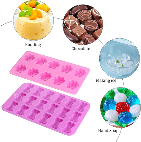 Puppy Dog Paw Bone Silicone Mold, Baking Mold, Used for Jelly, Candy, Chocolate,Ice Cube, Can Bake Dog Snack Biscuits...