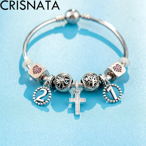 Sparkling Latin Cross Pendant Charms fits European Necklace Bracelet, 925 Sterling Silver Christian/Religious Beads, Gifts for Christmas/Easter/Mo...