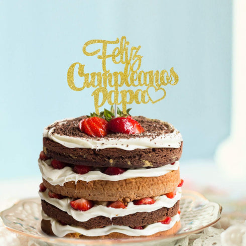 Feliz Cumpleanos Papa Cake Topper,Happy Father's Day, Dad Birthday Party Supplies Decoration...