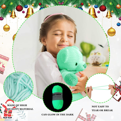 AUAUY Glow in The Dark Yarn, 2 Rolls Luminous Yarn for Crocheting, 55 Yards Sewing Supplies for DIY Arts, Crafts & Sewing Beginners, Knitting, Cro...