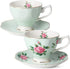 BTaT- Floral Tea Cups and Saucers, Set of 2, 8oz, Coffee Cups with Gold Trim, British Tea Cups...